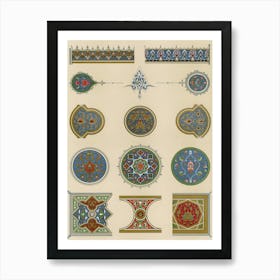 Vintage Arabesque Decoration, Plate No,26 & 27, Emile Prisses D’Avennes, La Decoration Arabe Art Print
