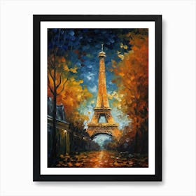 Eiffel Tower Paris Van Gogh Style 2 Affiche