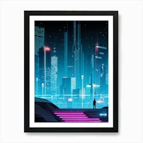 A Full Scale Concept Illustration Of An Urban Future Landscape Bathed In A Sea Of Electric Movement (2) Art Print