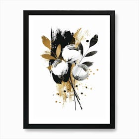 Black And Gold Flowers 6 Art Print