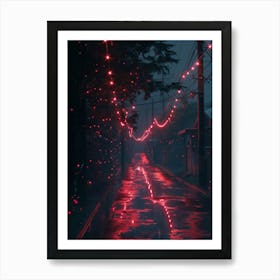 Street Lights In The Rain Art Print