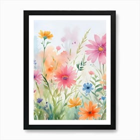 Watercolor Flower Garden 1 Art Print