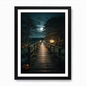 Halloween Bridge Art Print