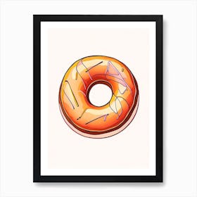 Bourbon Glazed Donut Abstract Line Drawing 2 Art Print