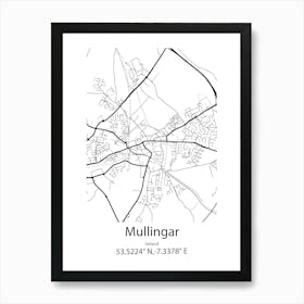 Mullingar,Ireland Minimalist Map Poster