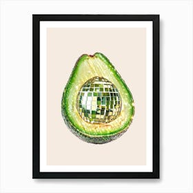 Disco Ball Avocado Art Disco Poster Trendy Aesthetic Art Food Kitchen Art Print