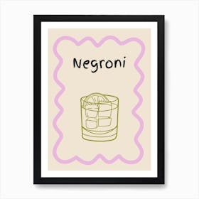 Negroni Doodle Poster Lilac & Green Art Print