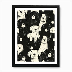 Perfectly Repeatable Artwork With Cute Dog Faces 02 Art Print