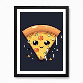 Pizza Kawaii Illustration 1 Art Print