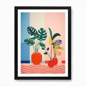 Matisse Inspired Colorful Abstract Plants Bathroom Poster Art Print