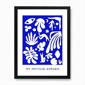 MY MATISSE GARDEN, Minimaliste Moderne Formes, Affiche, bleu, blue Affiche