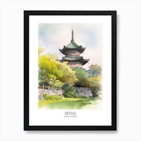 Seoul 2 Watercolour Travel Poster Art Print