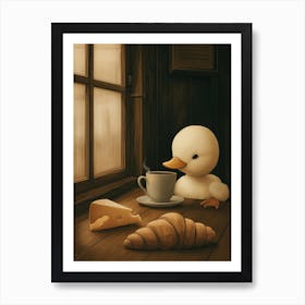 Duck With A Cup Of Coffee Art Print