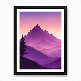 Misty Mountains Vertical Composition In Purple Tone 30 Art Print