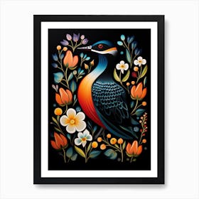 Folk Bird Illustration Loon 1 Art Print