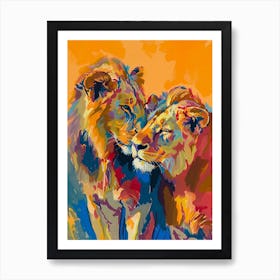 Southwest African Lion Rituals Fauvist Painting 2 Art Print