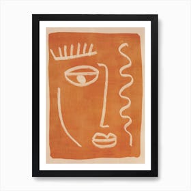 Abstract Face In Orange 3 Art Print