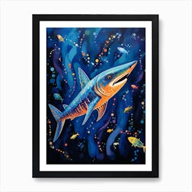  A Blue Shark Vibrant Paint Splash 3 Art Print