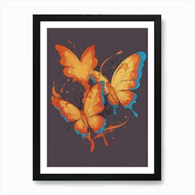 Butterflies On A Black Background Art Print