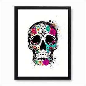 Skull With Splatter Effects 3 Mexican Art Print