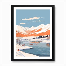 Retro Winter Illustration Lake District United Kingdom 1 Art Print