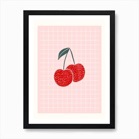 Checkered Cherry Art Print