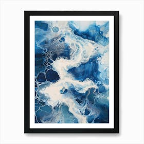 Blue And White Abstract Painting 4 Art Print