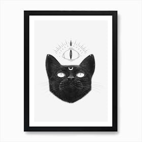 Lucky Black Cat Art Print