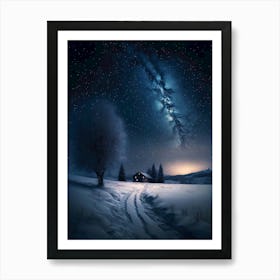 Snowy Night Sky 1 Art Print