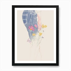 Jean Line Art Flowers 9 Art Print