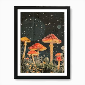 Retro Kitsch Mushroom Collage 2 Art Print