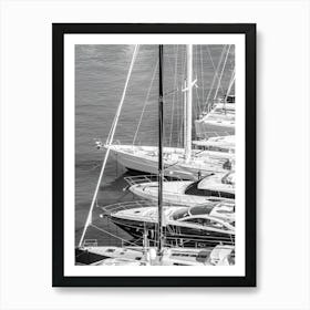 Black And White Photo Of Yachts Art Print