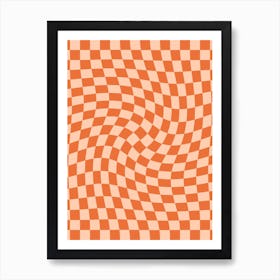 Checkerboard Orange Twist Art Print