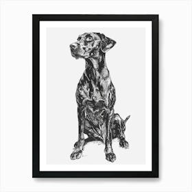 Dog Black Line Art Art Print