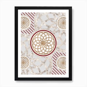 Geometric Abstract Glyph in Festive Gold Silver and Red n.0052 Art Print