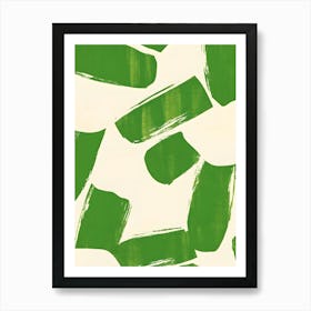 Green Brushstrokes Art Print