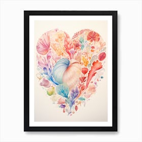 Shell Heart Rainbow Detailed Heart 3 Art Print