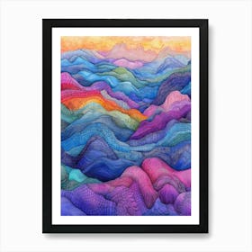 Colourful Mountain Illustration Poster Art Print 9 Poster