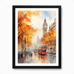 London United Kingdom In Autumn Fall, Watercolour 1 Art Print
