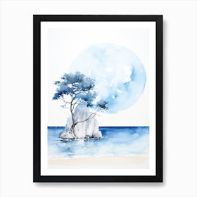 Watercolour Of Navagio Beach (Shipwreck Beach)   Zakynthos Greece 2 Art Print