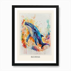 Blue Whale Colourful Watercolour 4 Poster Art Print