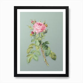 Vintage Lelieur's Four Seasons Rose Botanical Art on Mint Green n.0972 Art Print