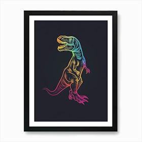 Neon Miniamlist Dinosaur Art Print