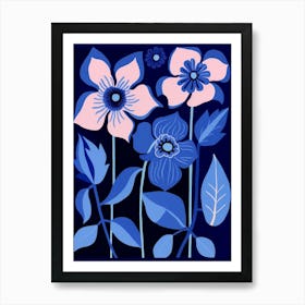 Blue Flower Illustration Hellebore 1 Art Print