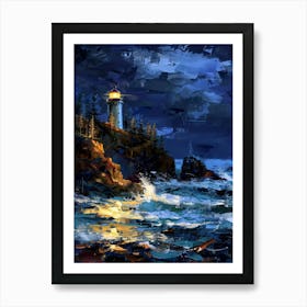 Lighthouse At Night 10 Art Print