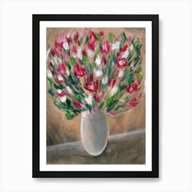 Red And White Alstroemeria - Anton Maliar flowers floral painting hand painted impressionism vertical Art Print