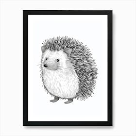 B&W Hedgehog 2 Art Print