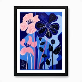 Blue Flower Illustration Amaryllis 1 Art Print