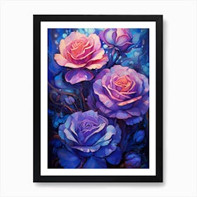 Pink And Purple Roses Art Print