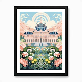 Palace Of Versailles   Versailles, France   Cute Botanical Illustration Travel 1 Art Print